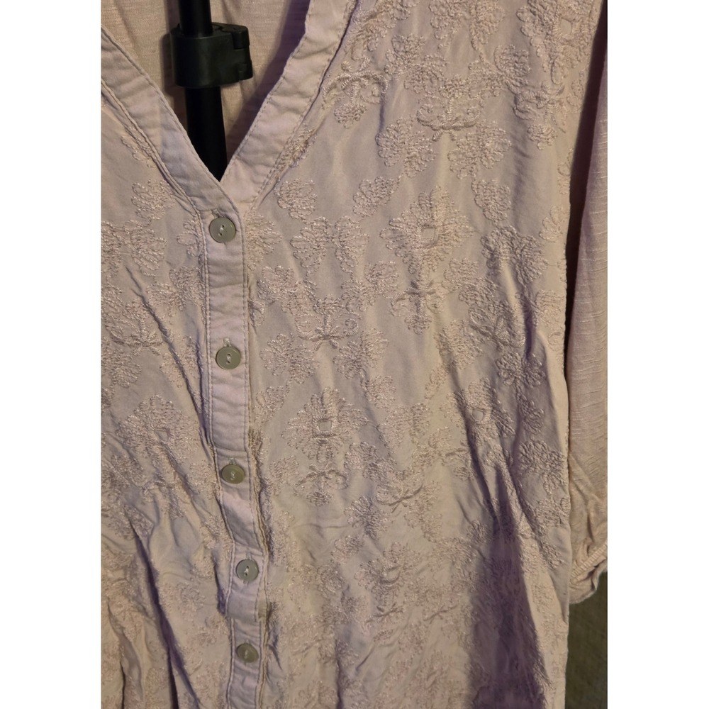 Democracy Embroidered Button Up Front Blouse Women's Size 2X Pink - Picture 3 of 11